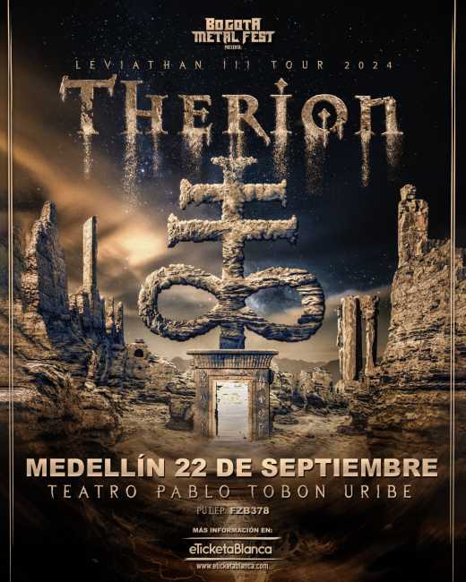 Flayer evento Therion en Medellín 