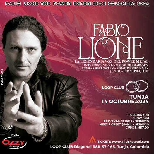 Flayer evento FABIO LIONE en Tunja