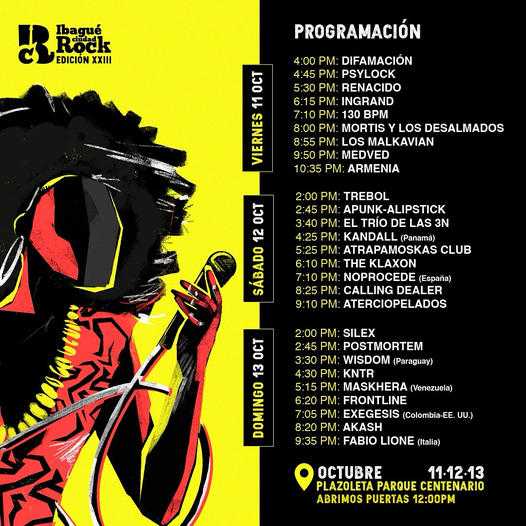 Flayer evento Ibagué Ciudad Rock 2024 - dia 1