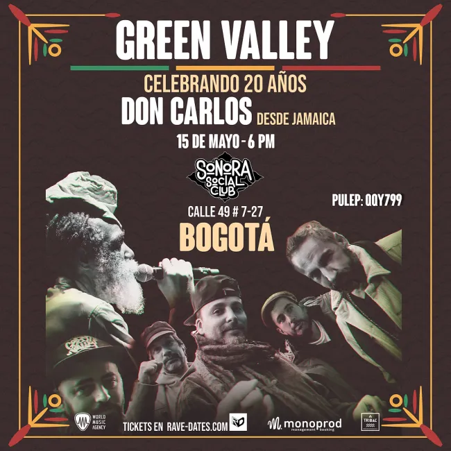Flayer evento GREEN VALLEY - 20 años